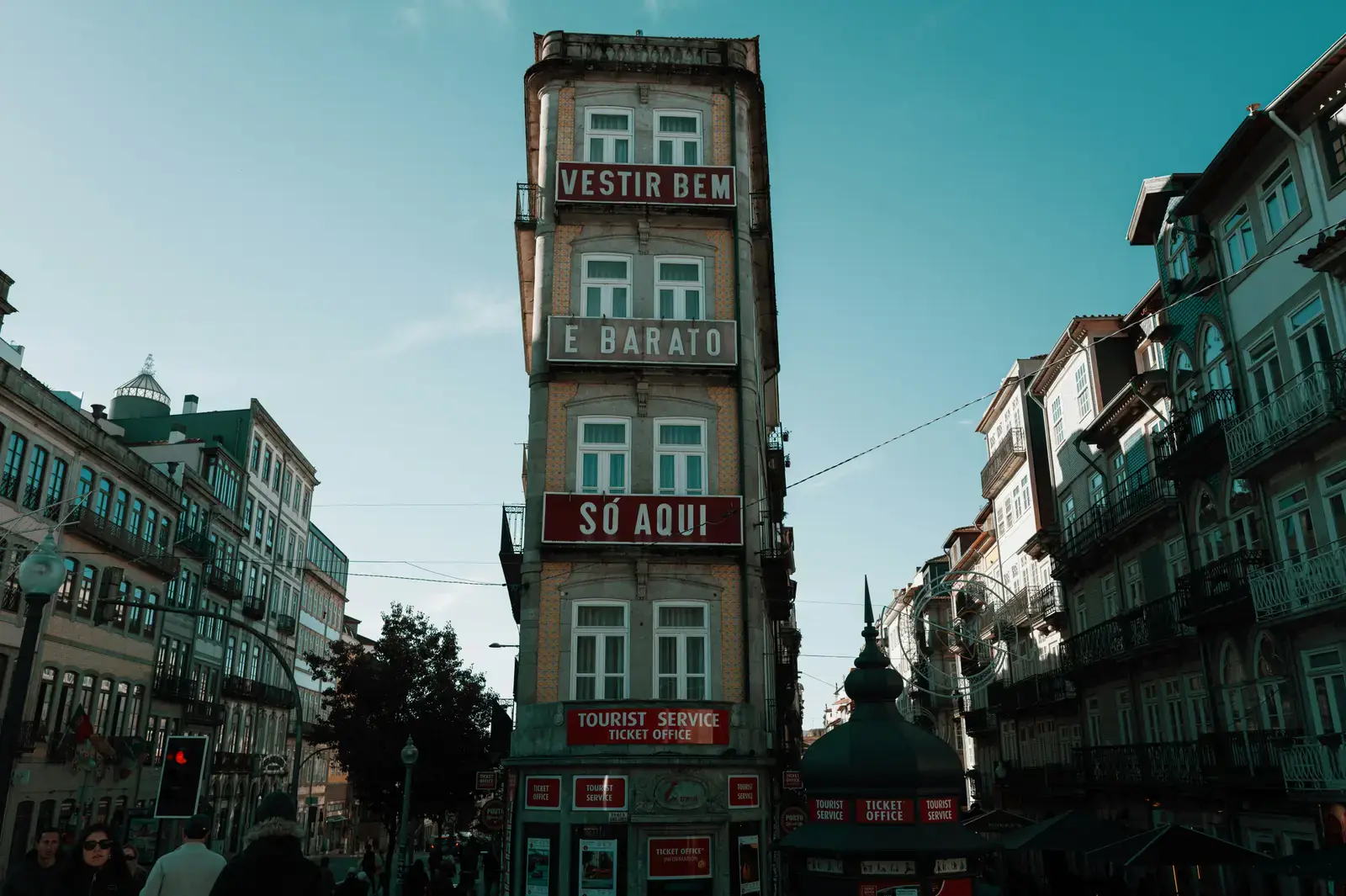A Porto street descending toward the Douro